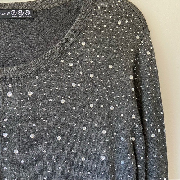 Knit sweater with crystals by Atmosphere (UK), grey, women’s size 10 - Picture 5 of 7